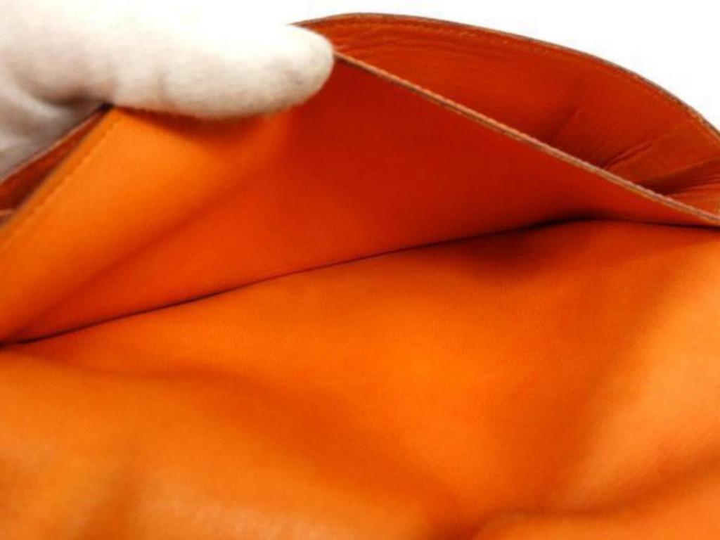 Hermès Dogon Wallet 232768 Orange Leather Clutch For Sale 6