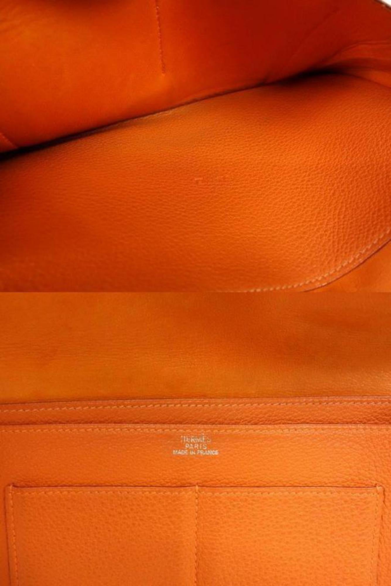Hermès Dogon Wallet 232768 Orange Leather Clutch For Sale 7