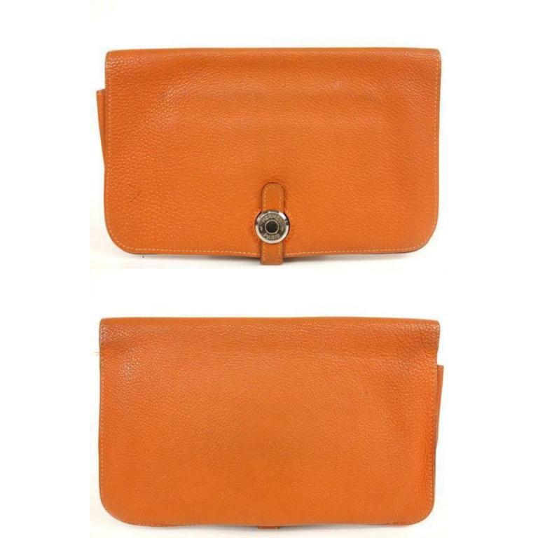 Hermès Dogon Wallet 232768 Orange Leather Clutch For Sale 8