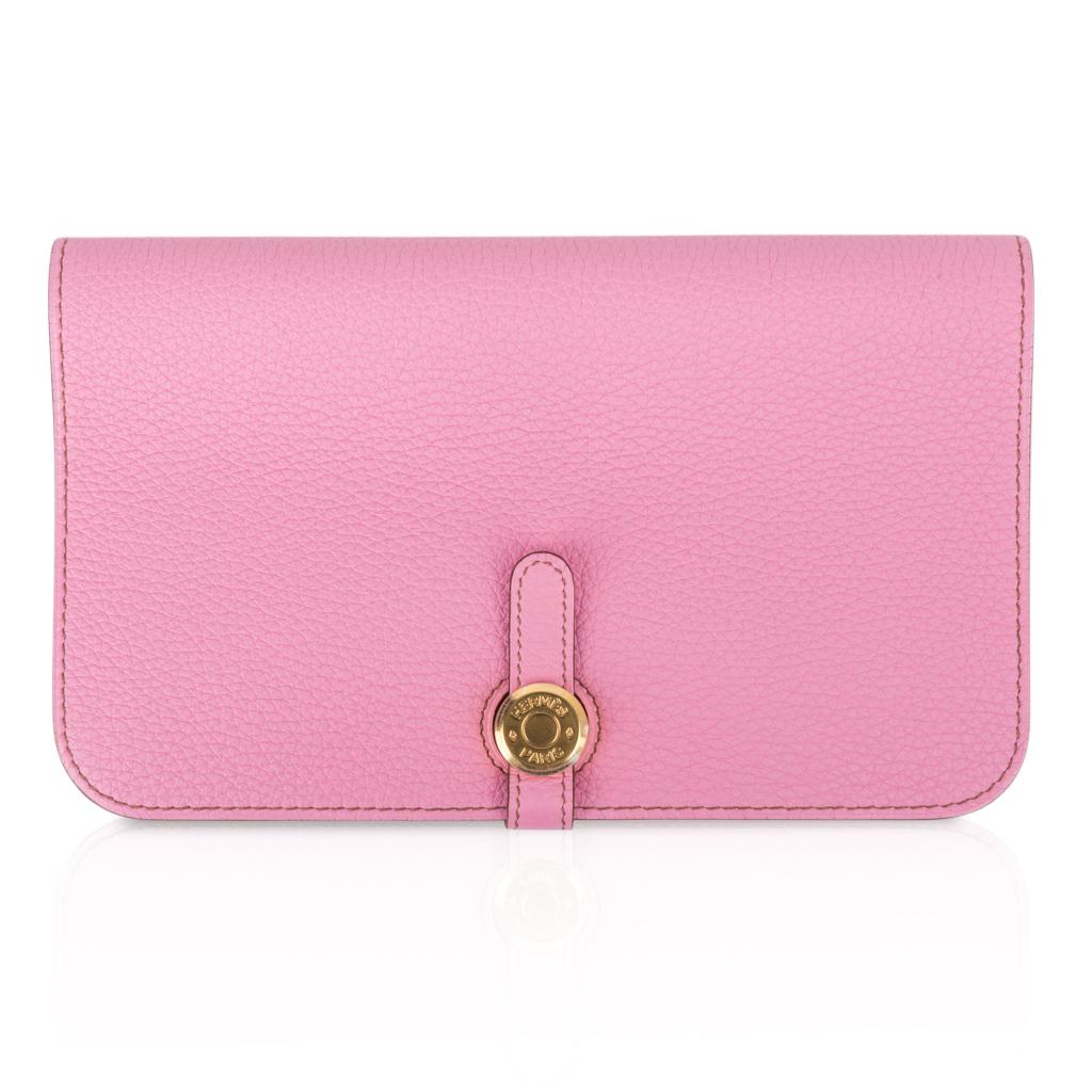 Hermes Dogon Wallet Coveted 5P Pink GM Togo Gold Hardware new 1