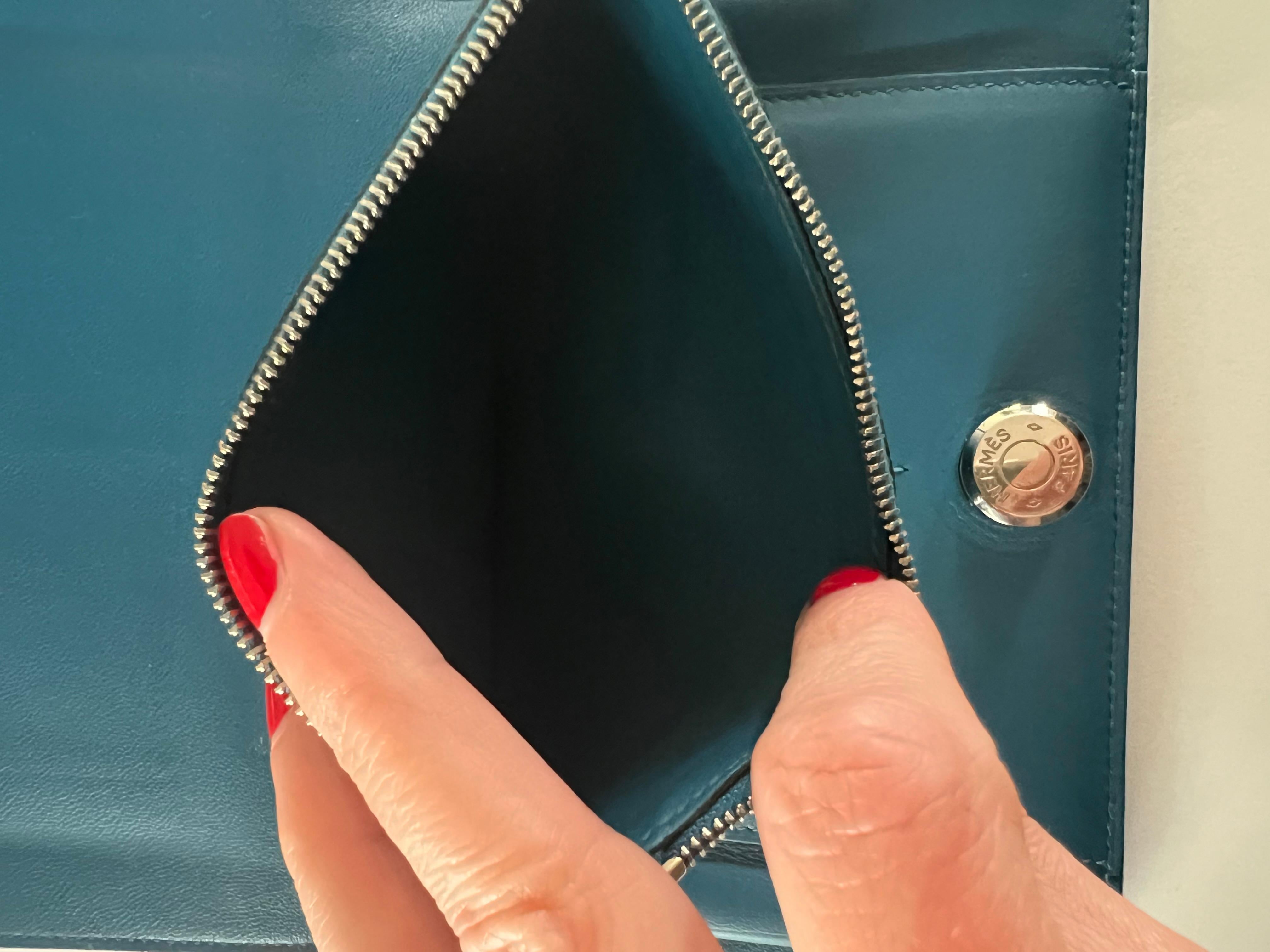 Hermès Dogon Brieftasche aus seltenem blauem Swift-Leder im Angebot 5