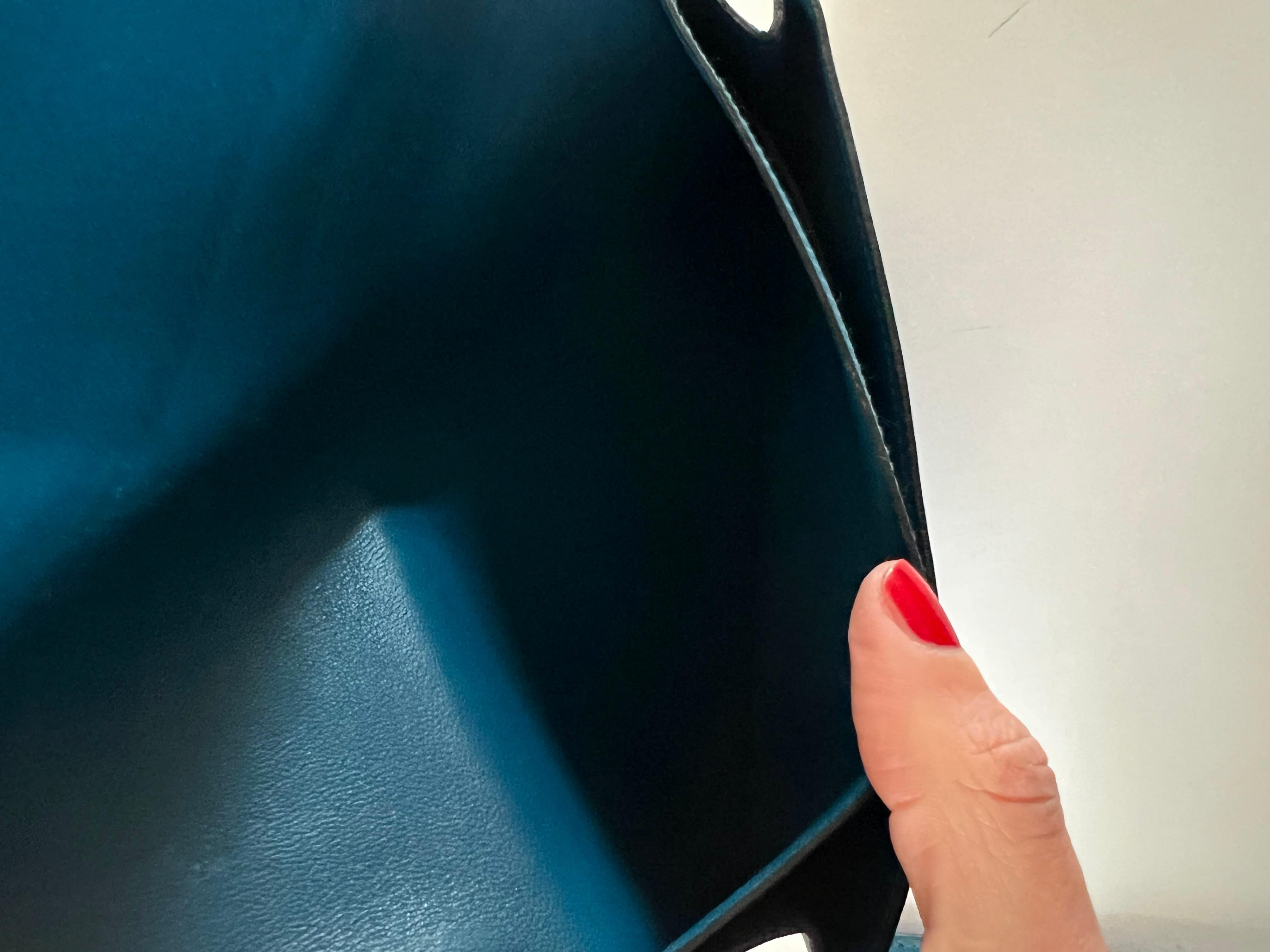 Hermès Dogon Brieftasche aus seltenem blauem Swift-Leder im Angebot 8