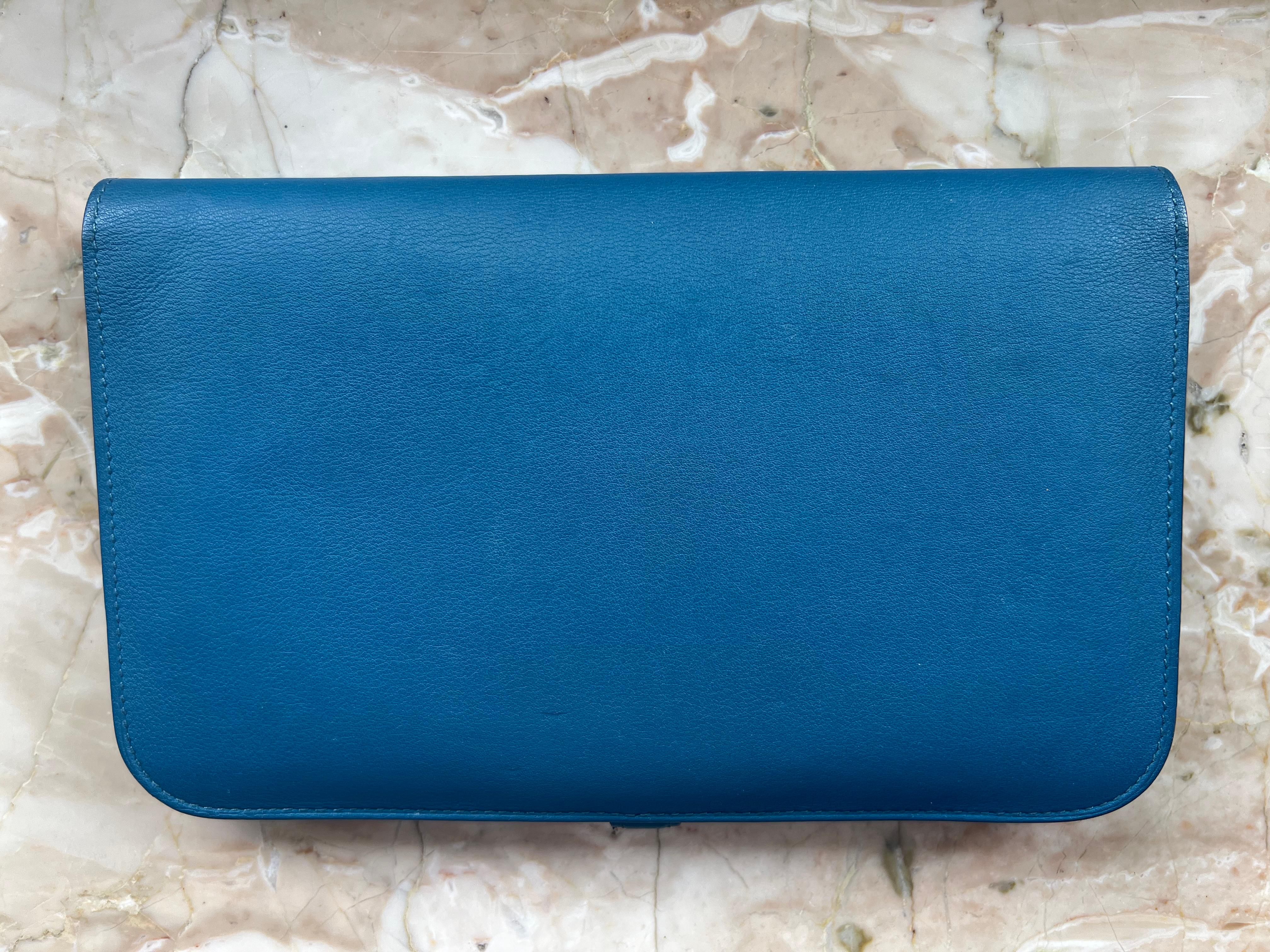 Hermès Dogon Brieftasche aus seltenem blauem Swift-Leder im Angebot 2