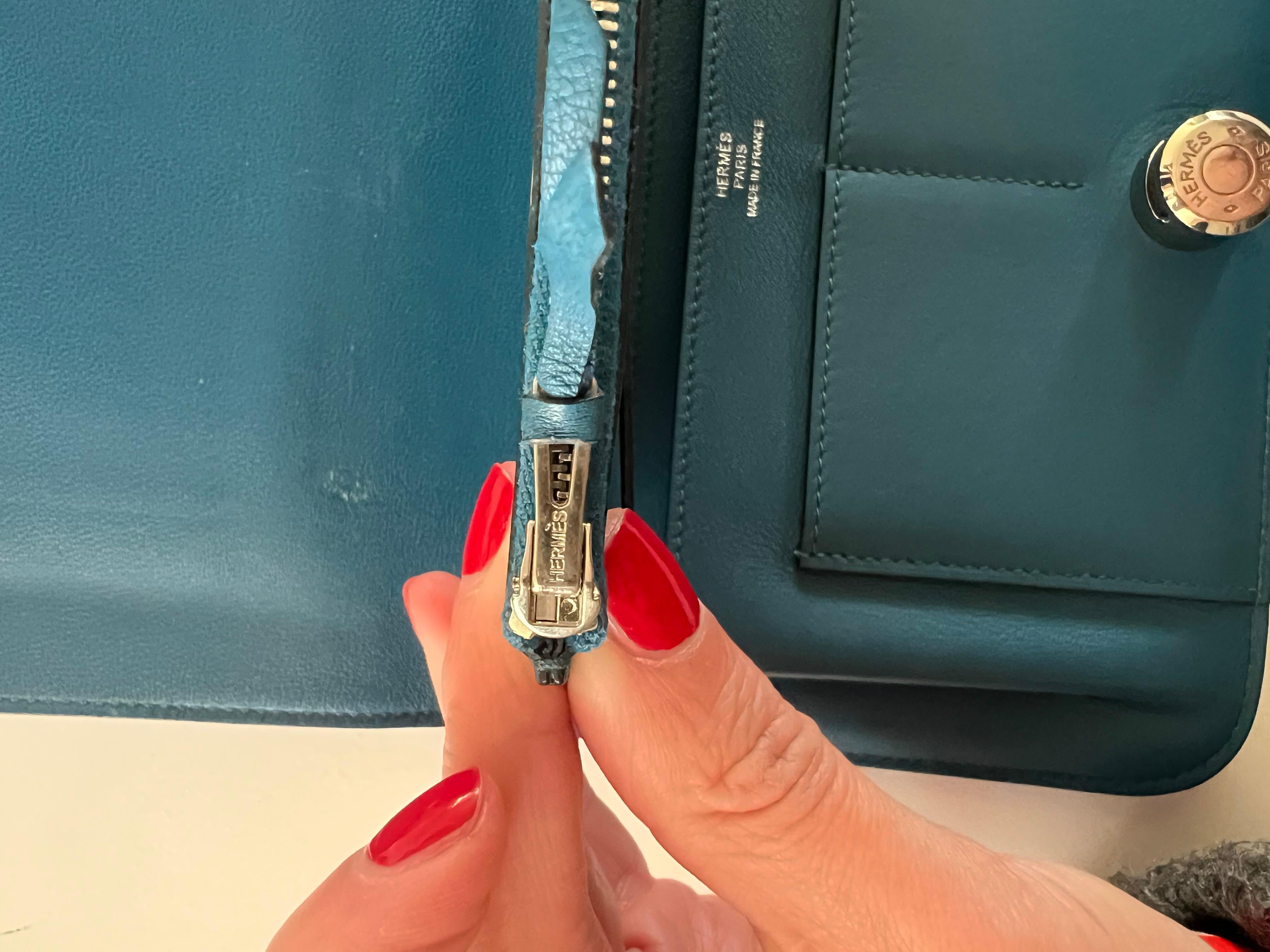 Hermès Dogon Brieftasche aus seltenem blauem Swift-Leder im Angebot 3
