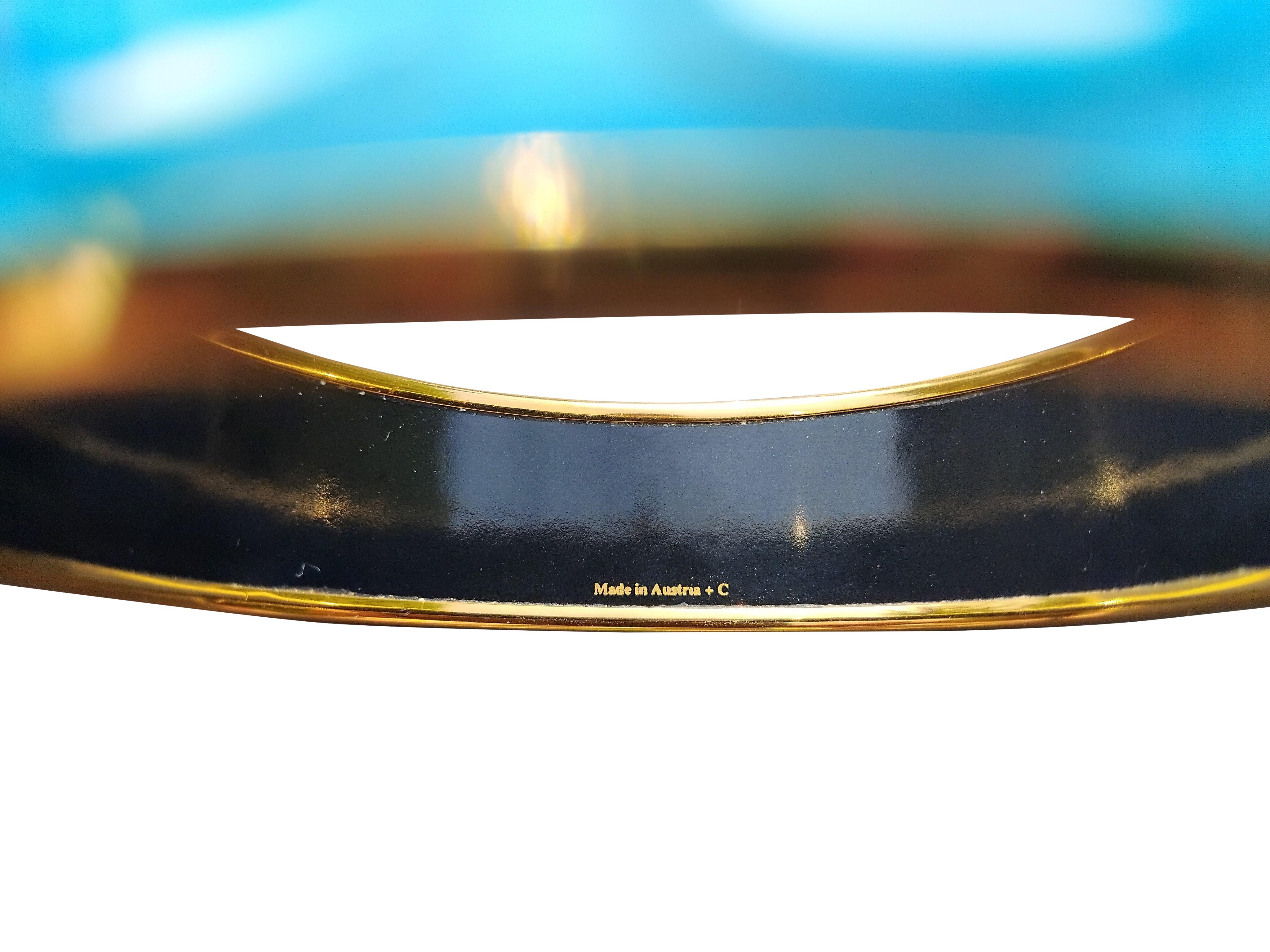 Hermès Dolphins Print Enamel Bracelet Ghw Size 70 For Sale 5