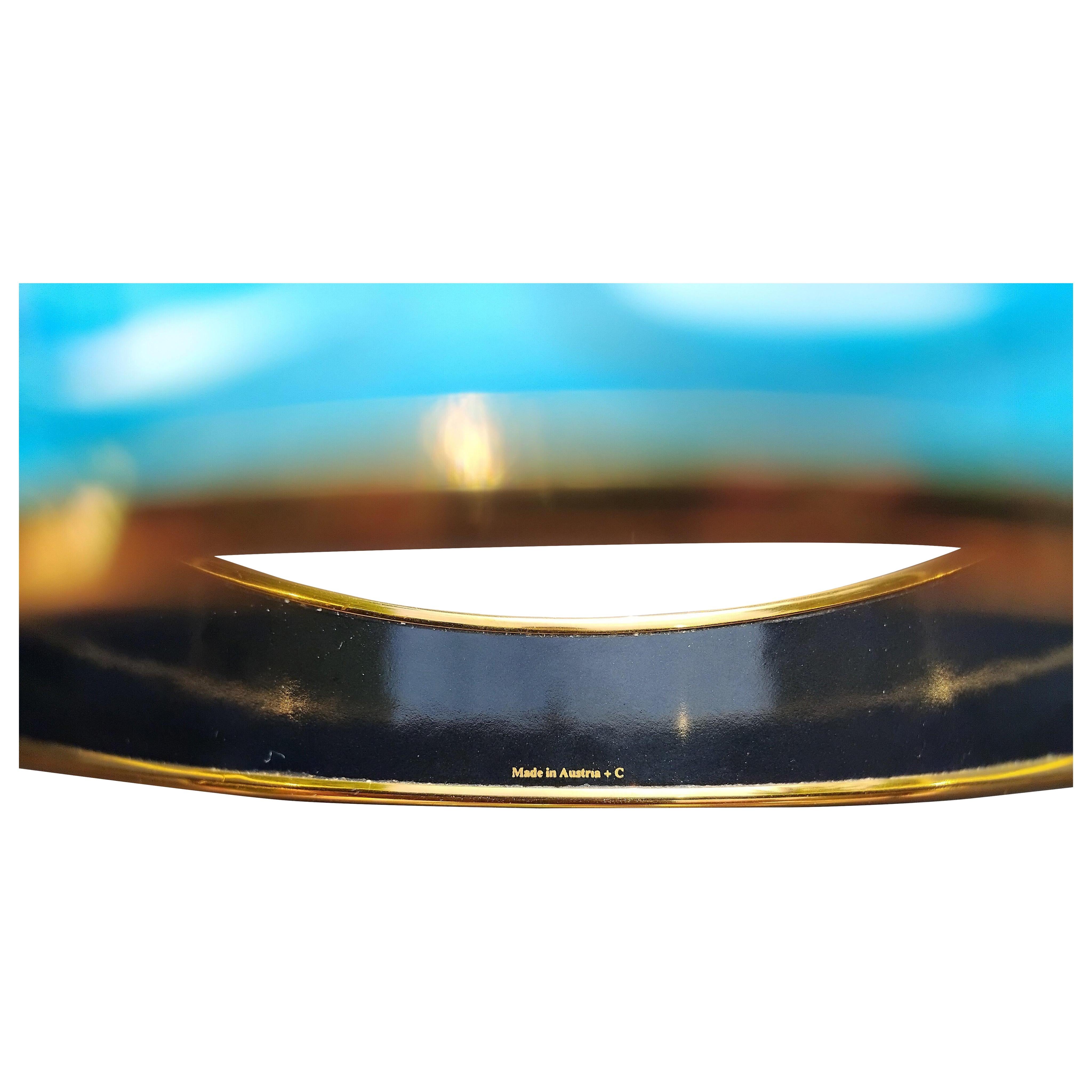 Hermès Dolphins Print Enamel Bracelet Ghw Size 70 For Sale 5
