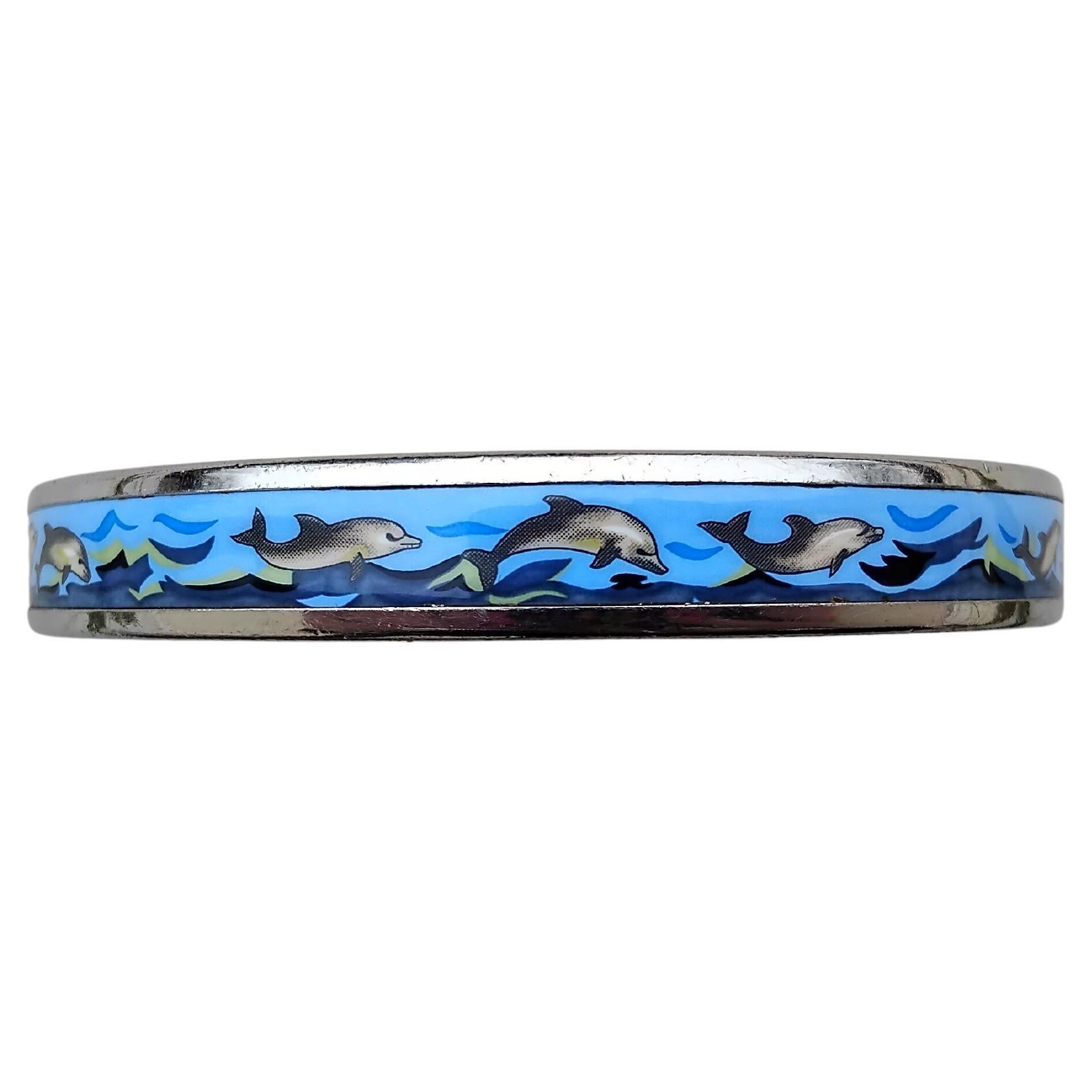 De las mujeres Hermès Pulsera Delfines Mar Paladio Hdw Esmalte Talla 70 en venta