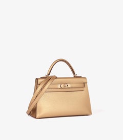 Hermès Doré Metallic Gold Chèvre Chamkila Leather Kelly 20cm II Sellier