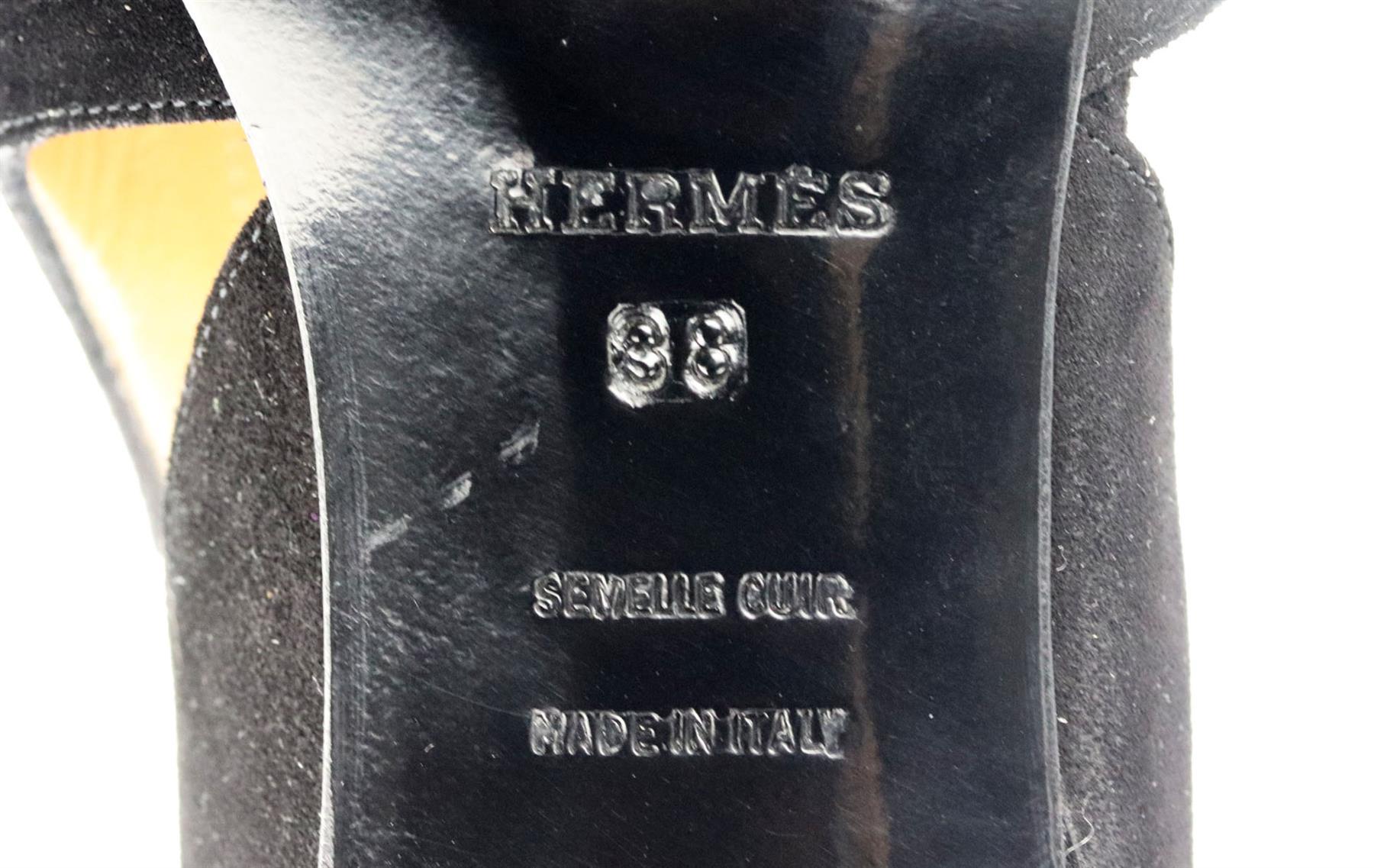 Black Hermès D'orsay Suede Pumps EU 38 UK 5 US 8 