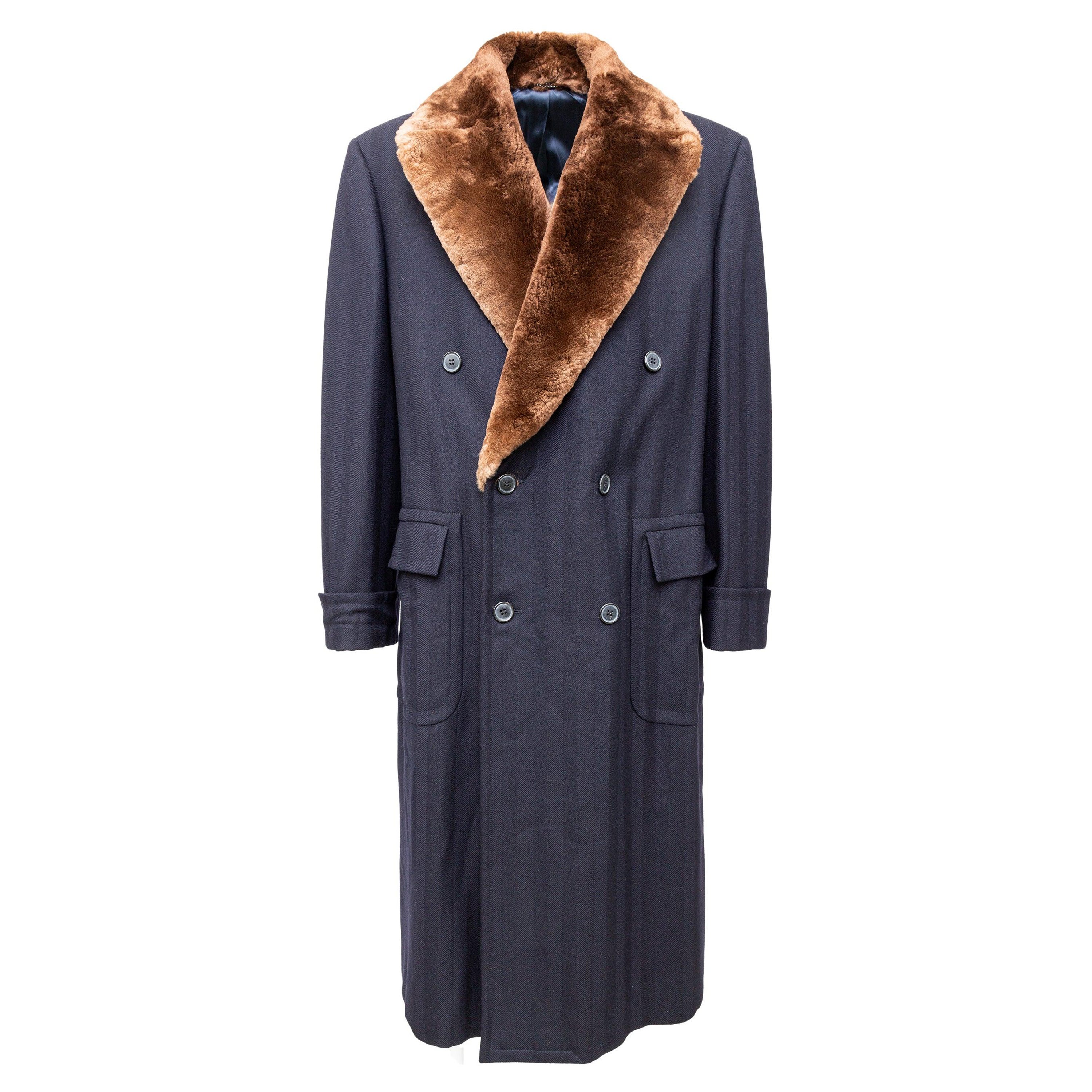 Hermès Double Breasted Overcoat with Fur - '90s For Sale