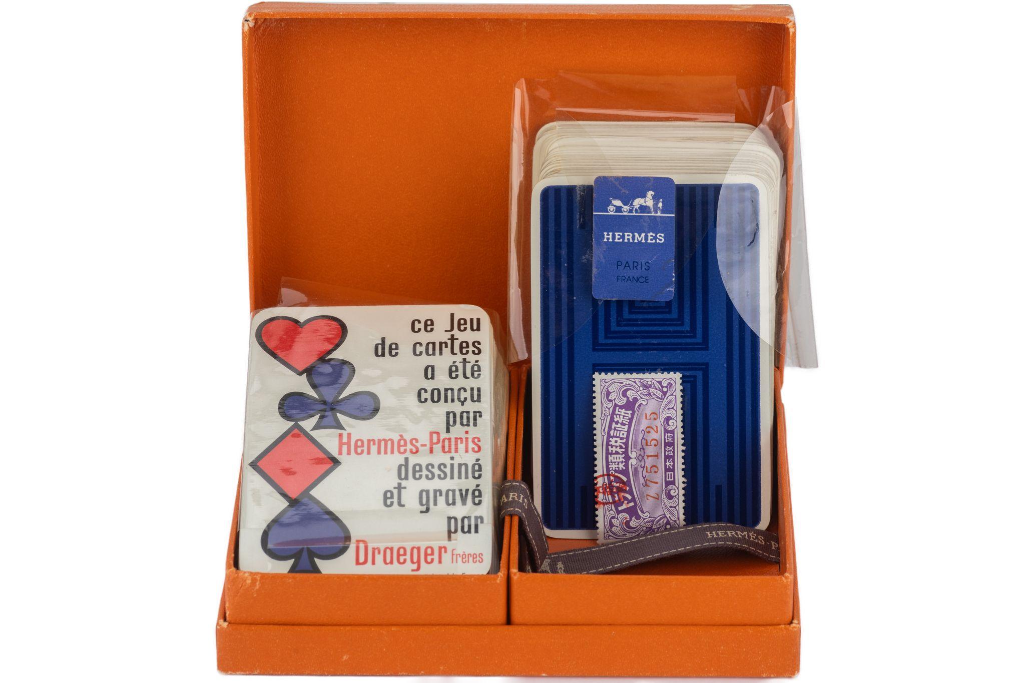 Hermès Double Deck Draeger Freres Karten (Orange) im Angebot