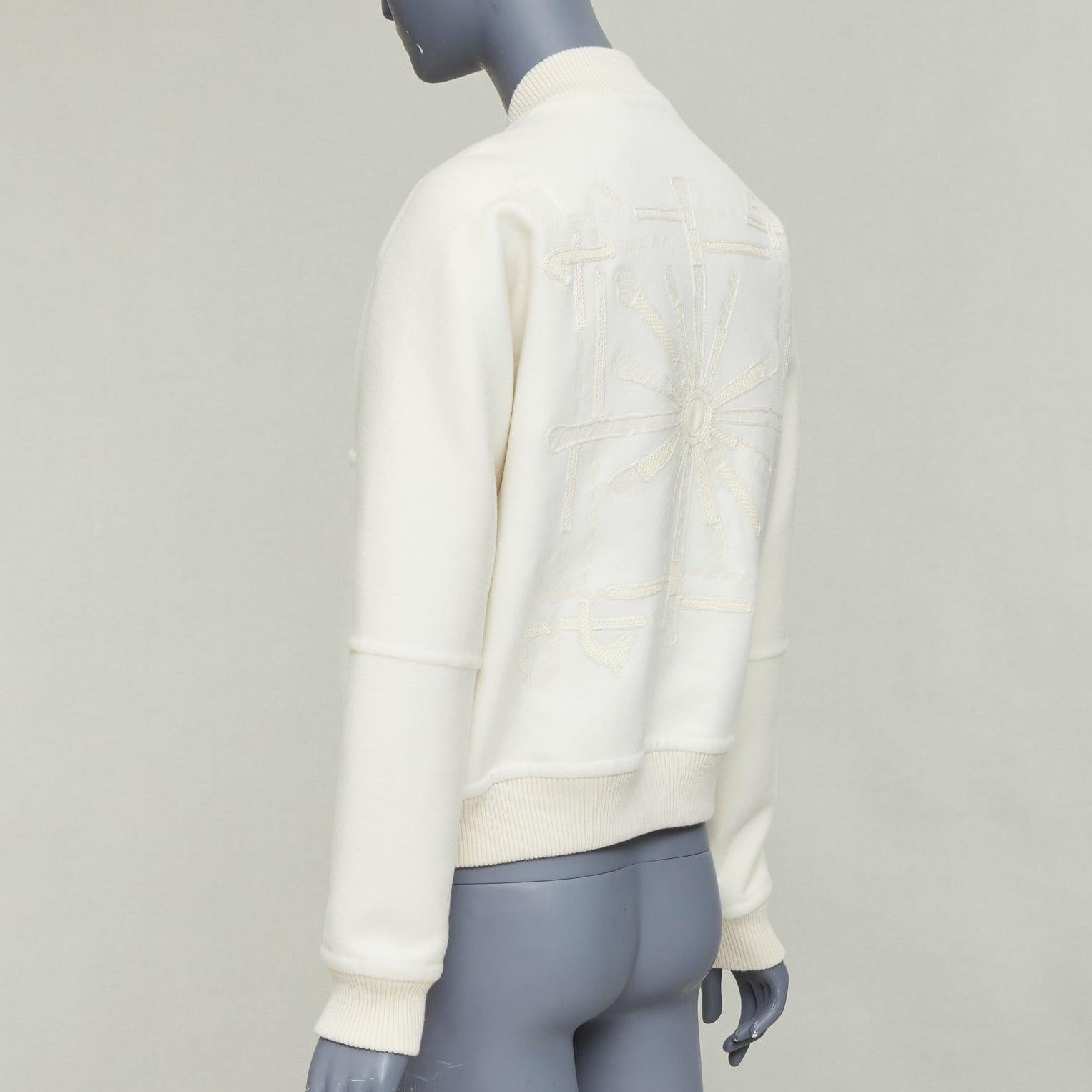 HERMES double faced 100% cashmere leather applique back bomber jacket FR38 M For Sale 1