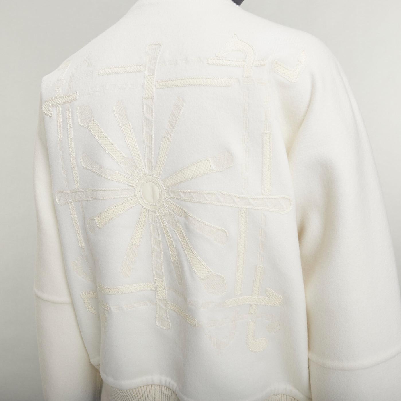 HERMES double faced 100% cashmere leather applique back bomber jacket FR38 M For Sale 2