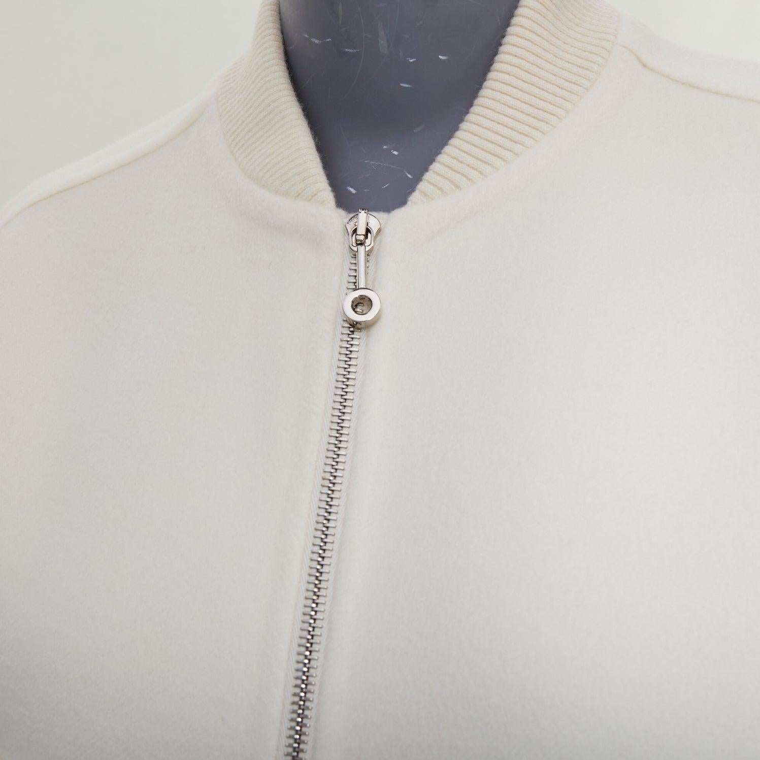 HERMES double faced 100% cashmere leather applique back bomber jacket FR38 M For Sale 3