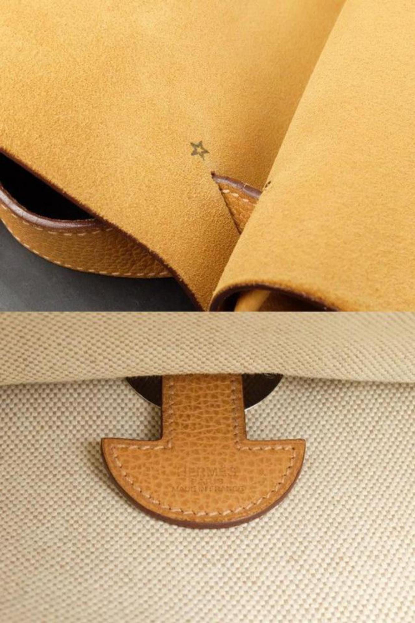 Hermès Double Flap Colorado Gm 224735 Beige X Brown Leather Cross Body Bag For Sale 4