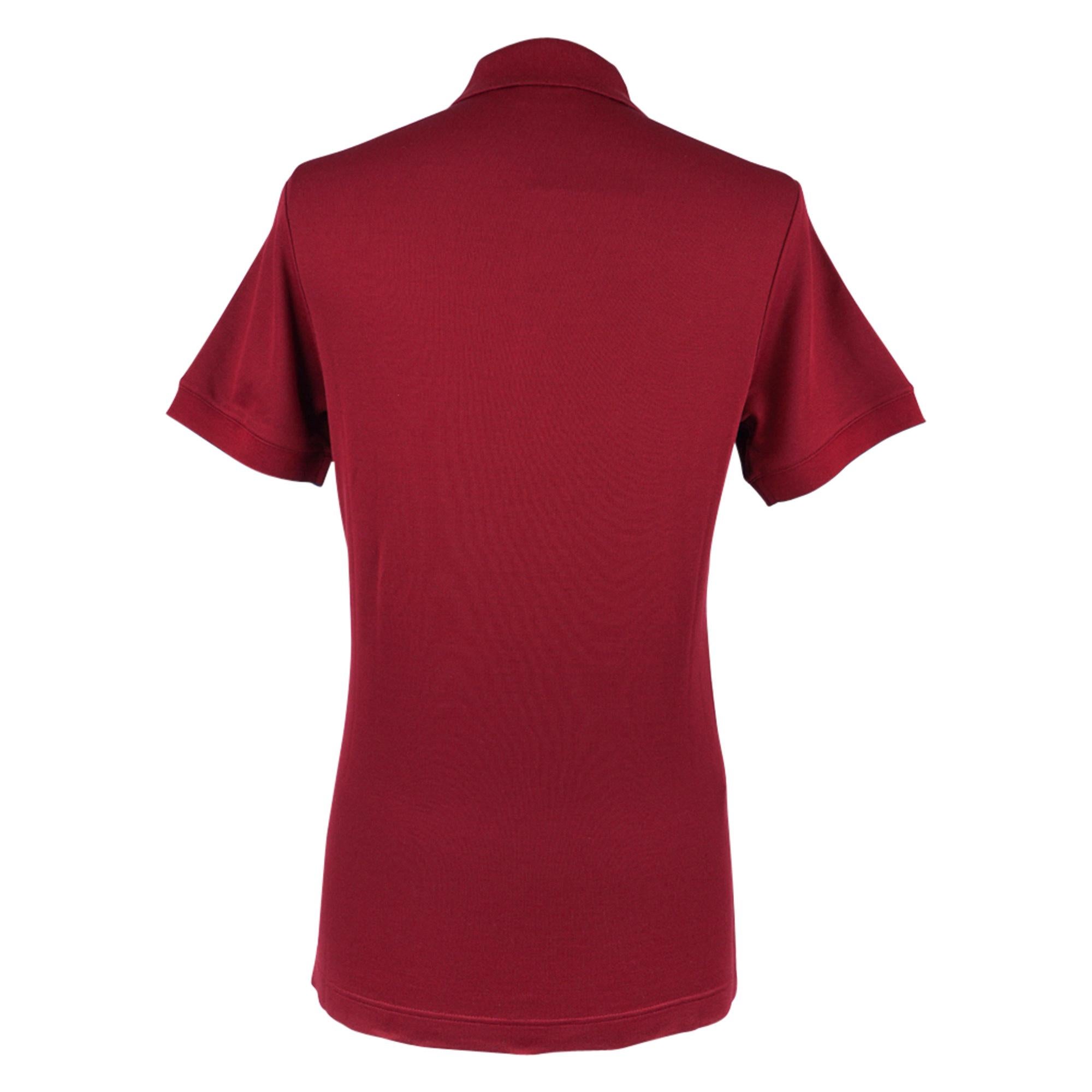 Hermes Double Jeu Technical Polo Rouge H Top M New w/Tag In New Condition For Sale In Miami, FL