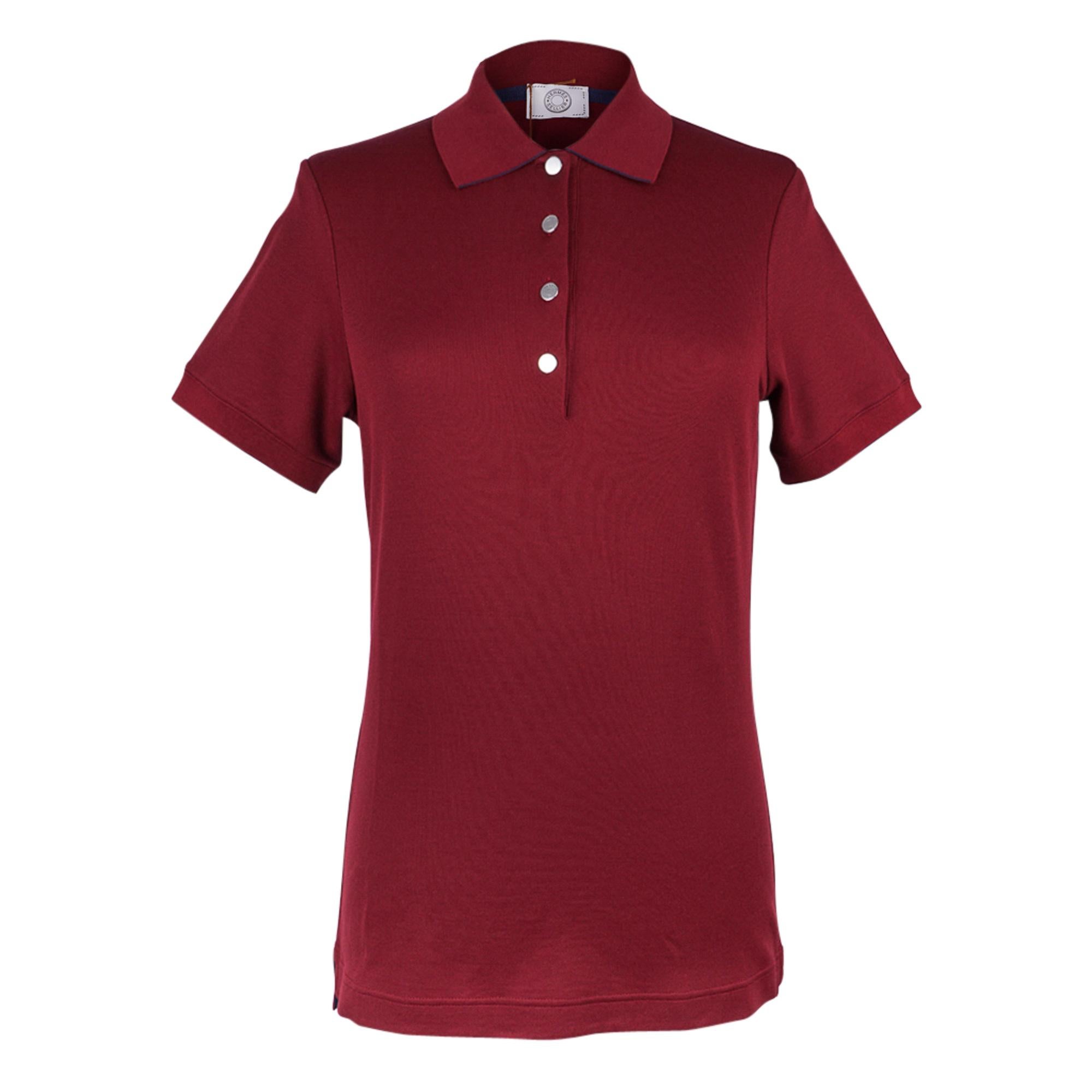 Hermes Men's Polo Style Rouge H w/ Navy Edging Short Sleeve XL 