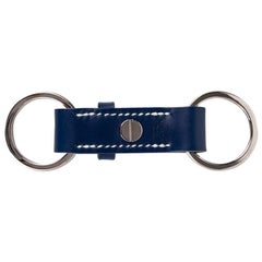 Hermes Double Jeu Voiturier Valet Key Ring Blue Sapphire Palladium New / Box