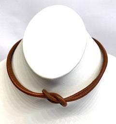 Hermes Double Leather Square Knot Necklace