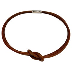 Hermes Double Leather Square Knot Necklace