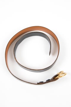Hermes Double Ring Navy Leather Belt
