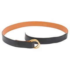 Hermes Double Ring Navy Leather Belt