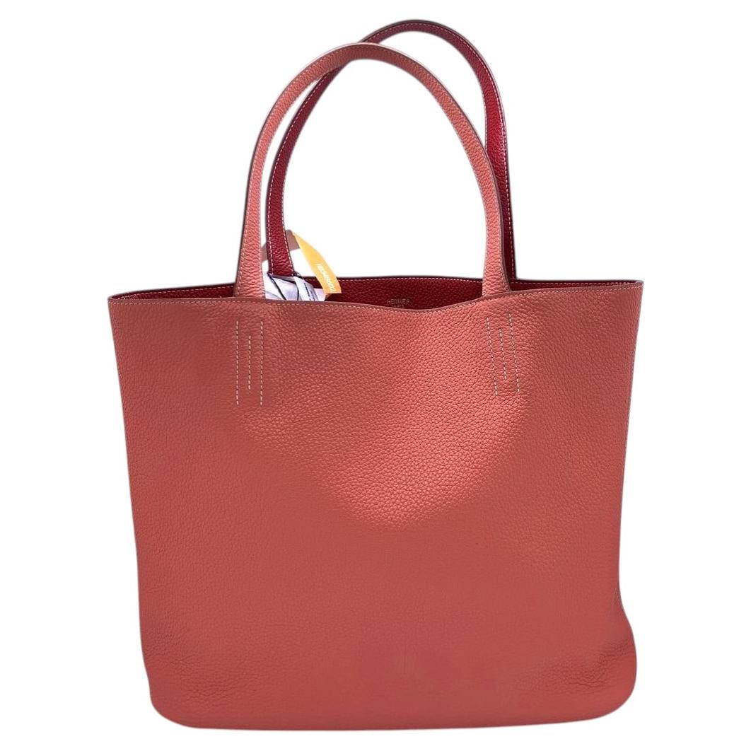Borsa tote reversibile Hermes Double Sens 35, motivo P Square Stamp