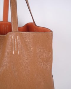 Hermès Double Sens 36 Tote In Taurillon Clemence Leather - Gold & Orange