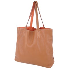 Hermès Double Sens 36 Tote In Taurillon Clemence Leather - Gold & Orange