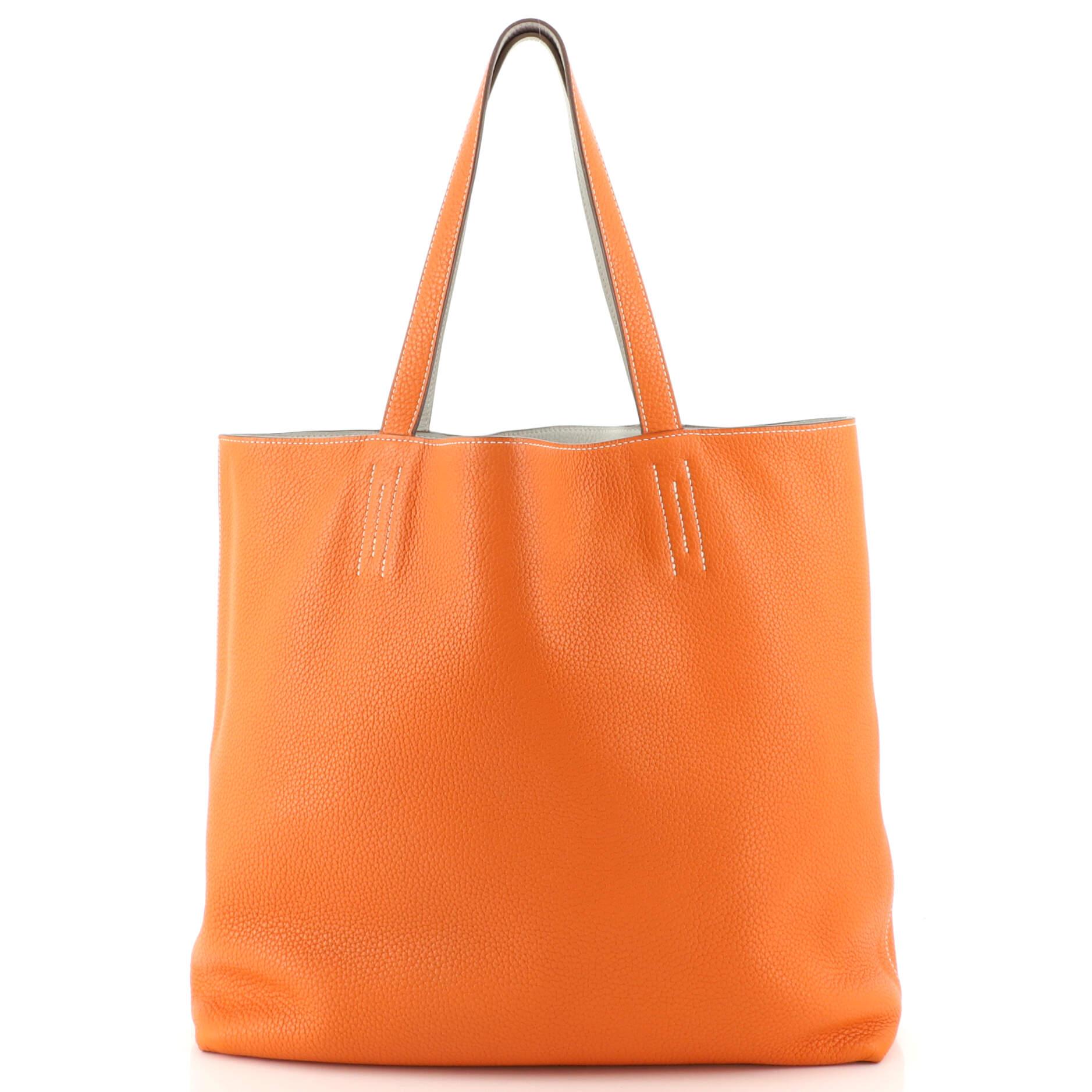 Orange Hermes Double Sens Tote Clemence 36
