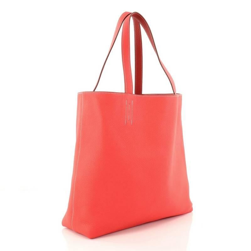 Red Hermes Double Sens Tote Clemence 45