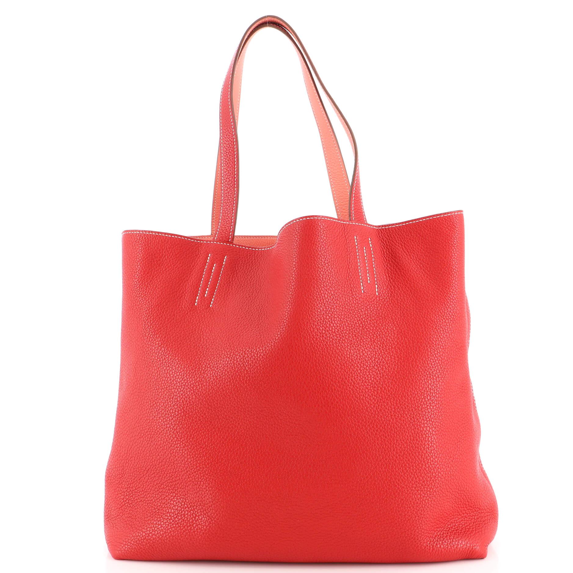 Hermes Double Sens Tote Clemence 45 In Good Condition In NY, NY