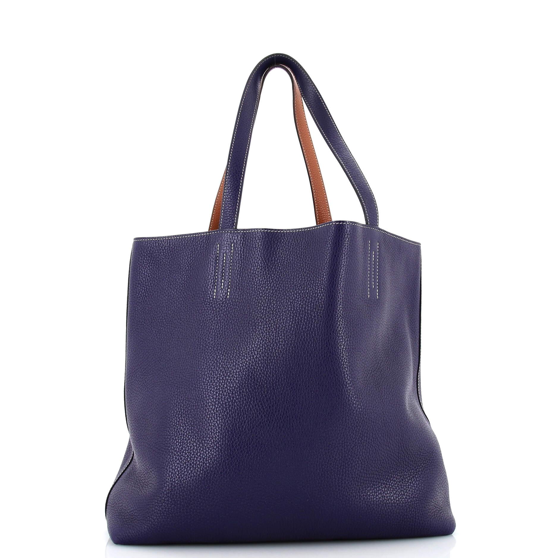 Hermes Double Sens Tote Clemence 45 In Fair Condition For Sale In NY, NY