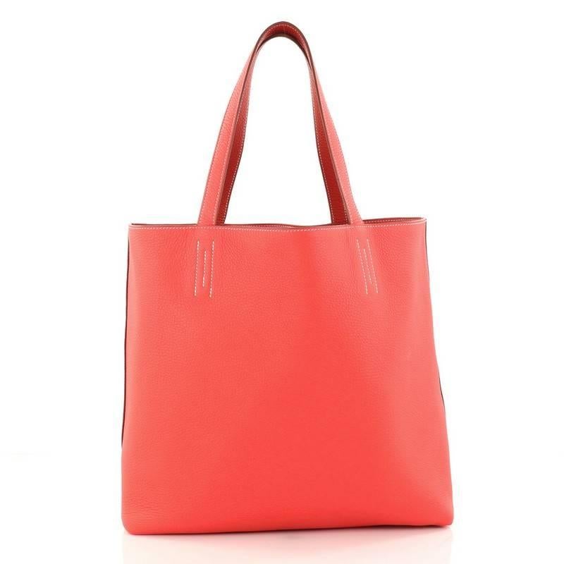 Hermes Double Sens Tote Clemence 45 In Good Condition In NY, NY