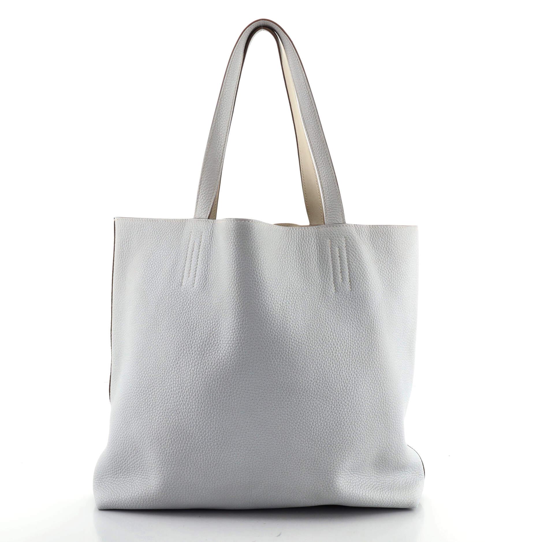 Gray Hermes Double Sens Tote Clemence and Veau Sikkim 36