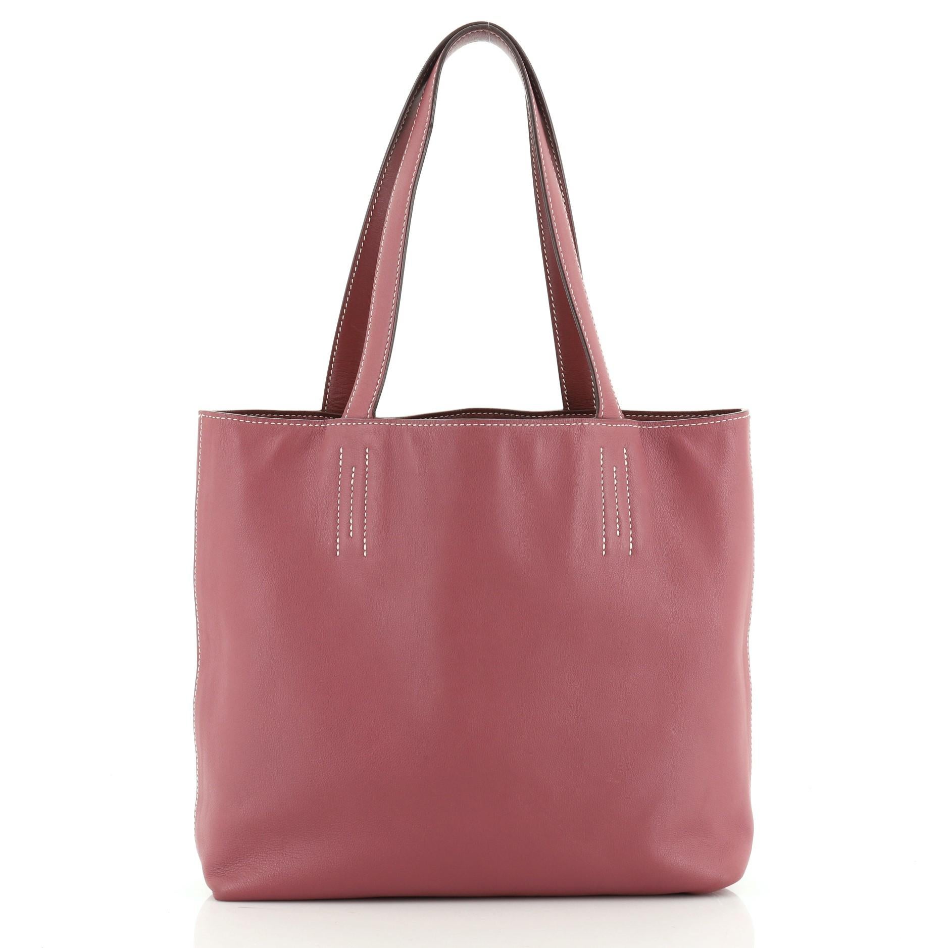 Pink Hermes Double Sens Tote Veau Sikkim 28