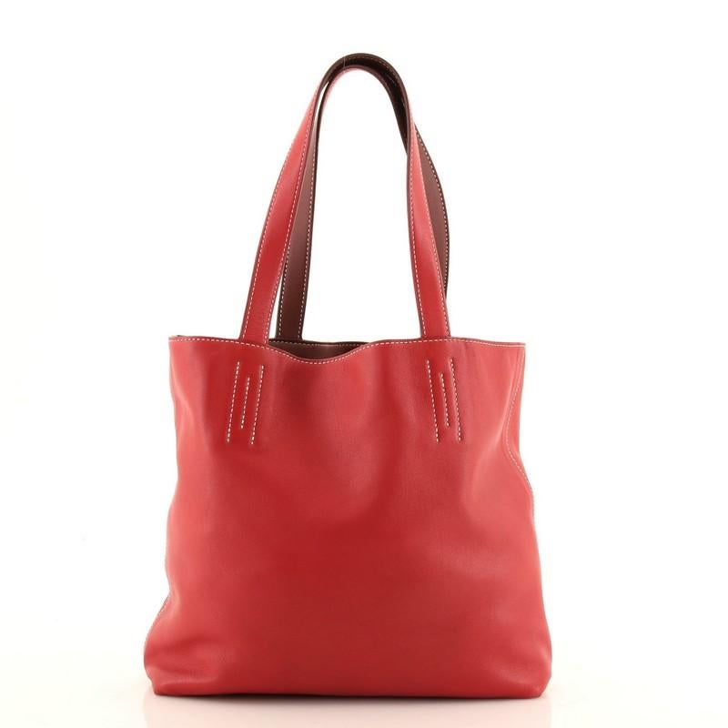 Red Hermes Double Sens Tote Veau Sikkim 36