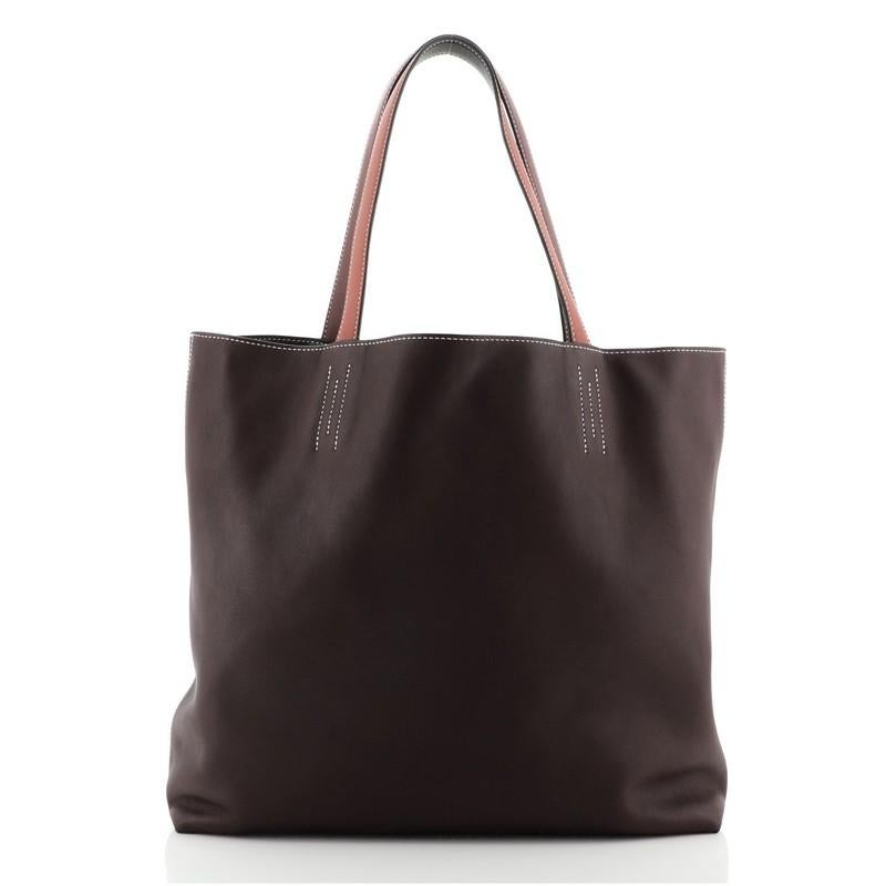 Brown Hermes Double Sens Tote Veau Sikkim 45