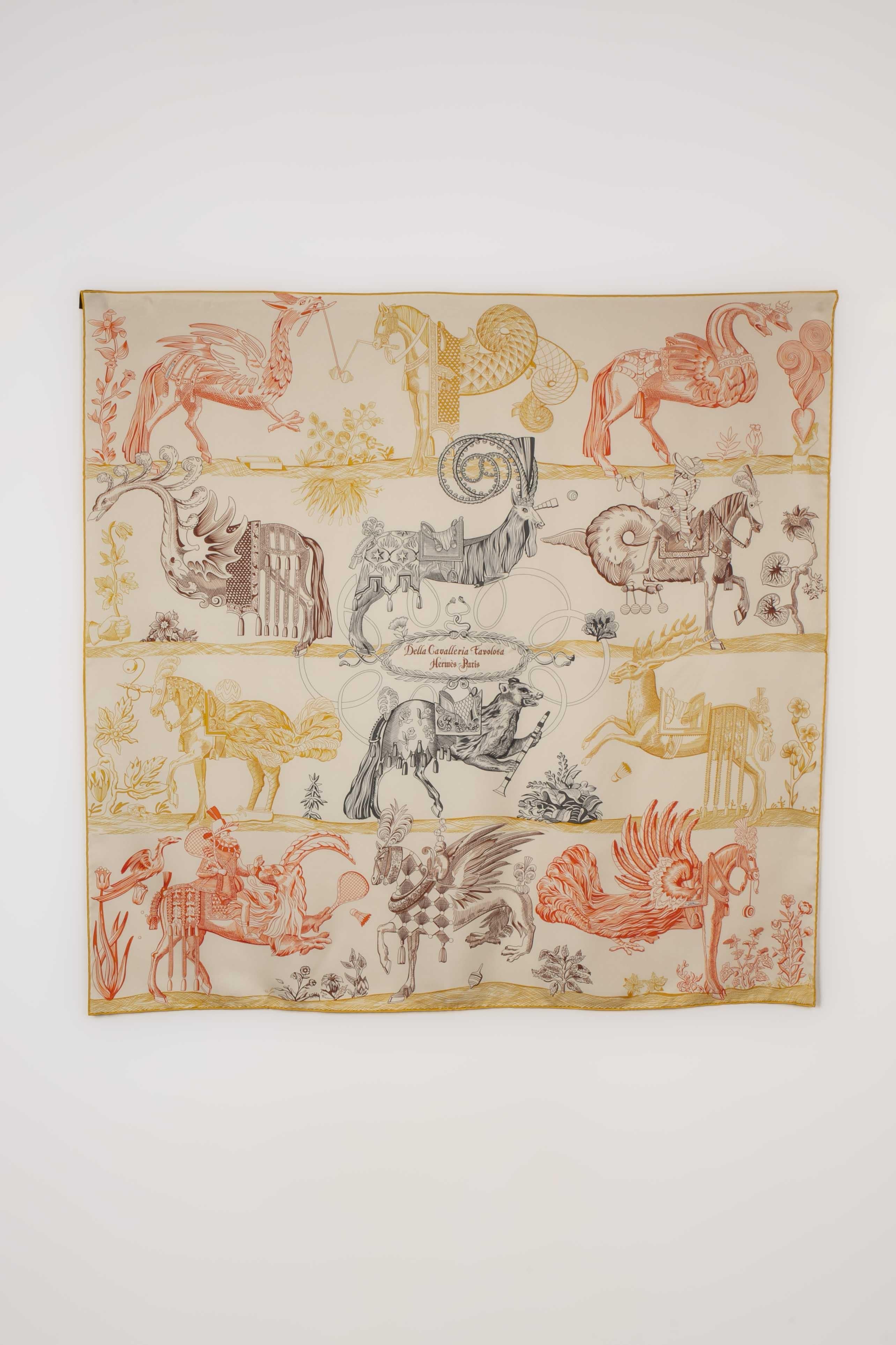 HERMÈS - (Made in France) Double-sided silk scarf entitled 