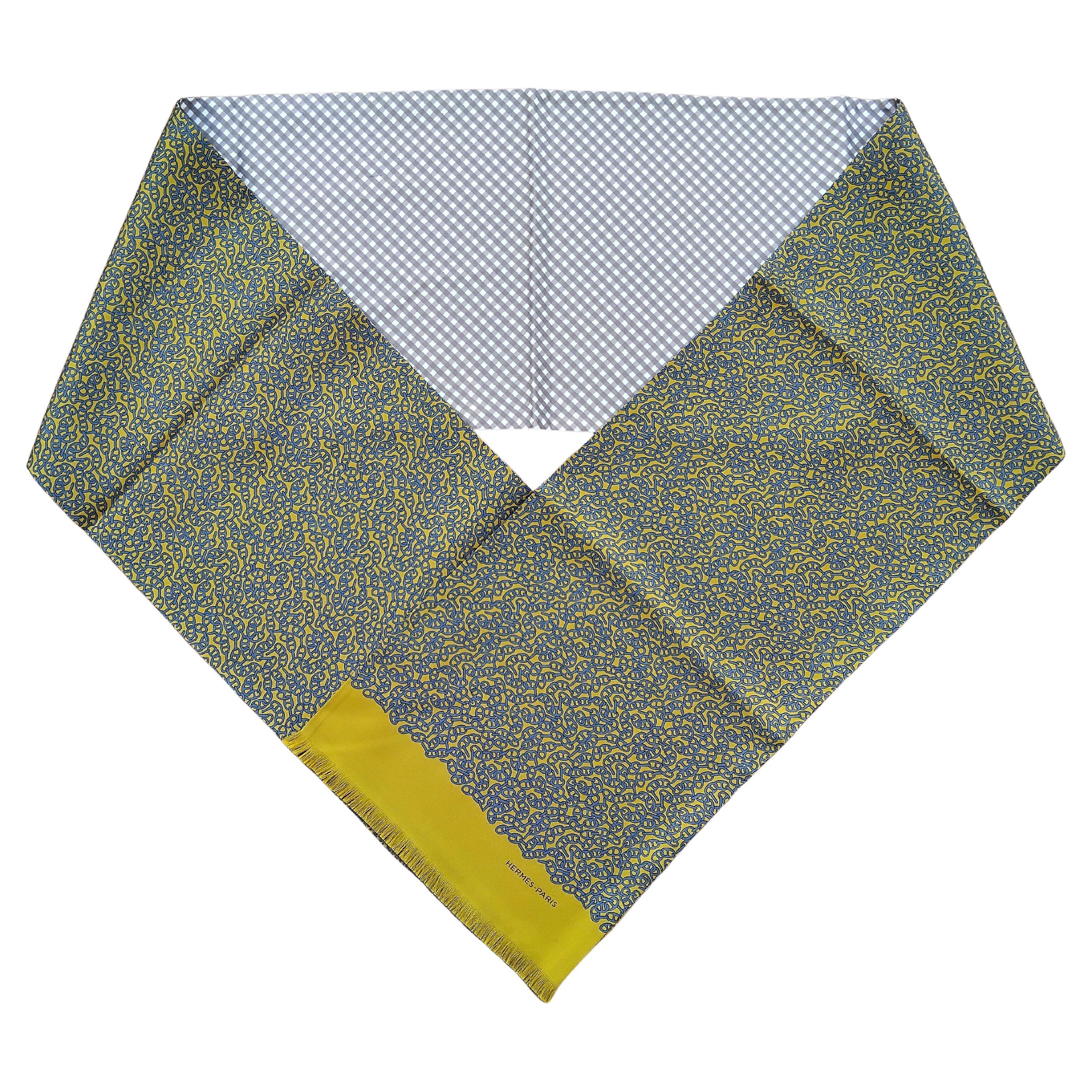 Hermès Double Sided Long Silk Scarf Chaine d'Ancre For Sale