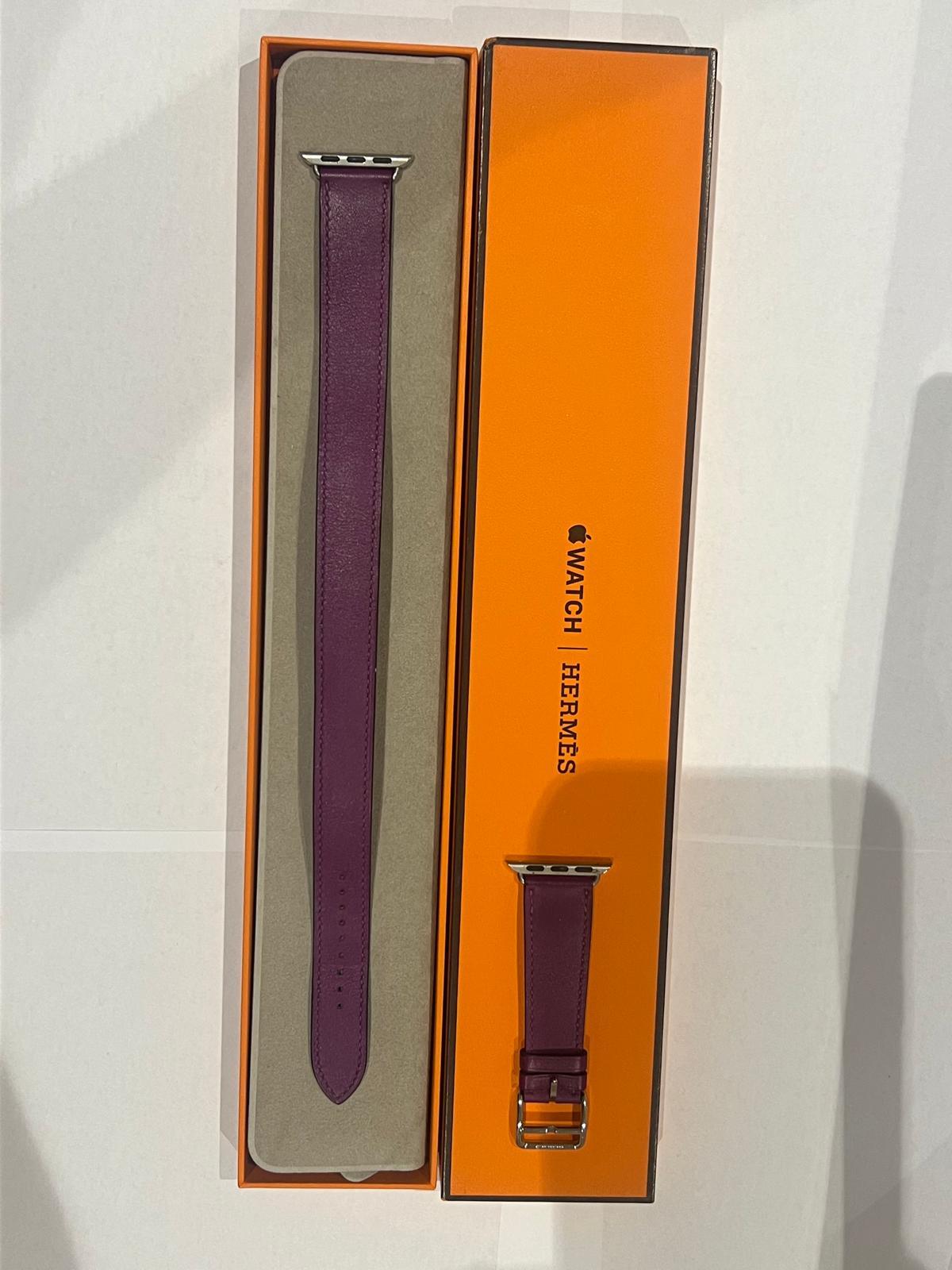 Women's Hermès Double Tour 41mm Attelage Apple Watch Band (Purple)