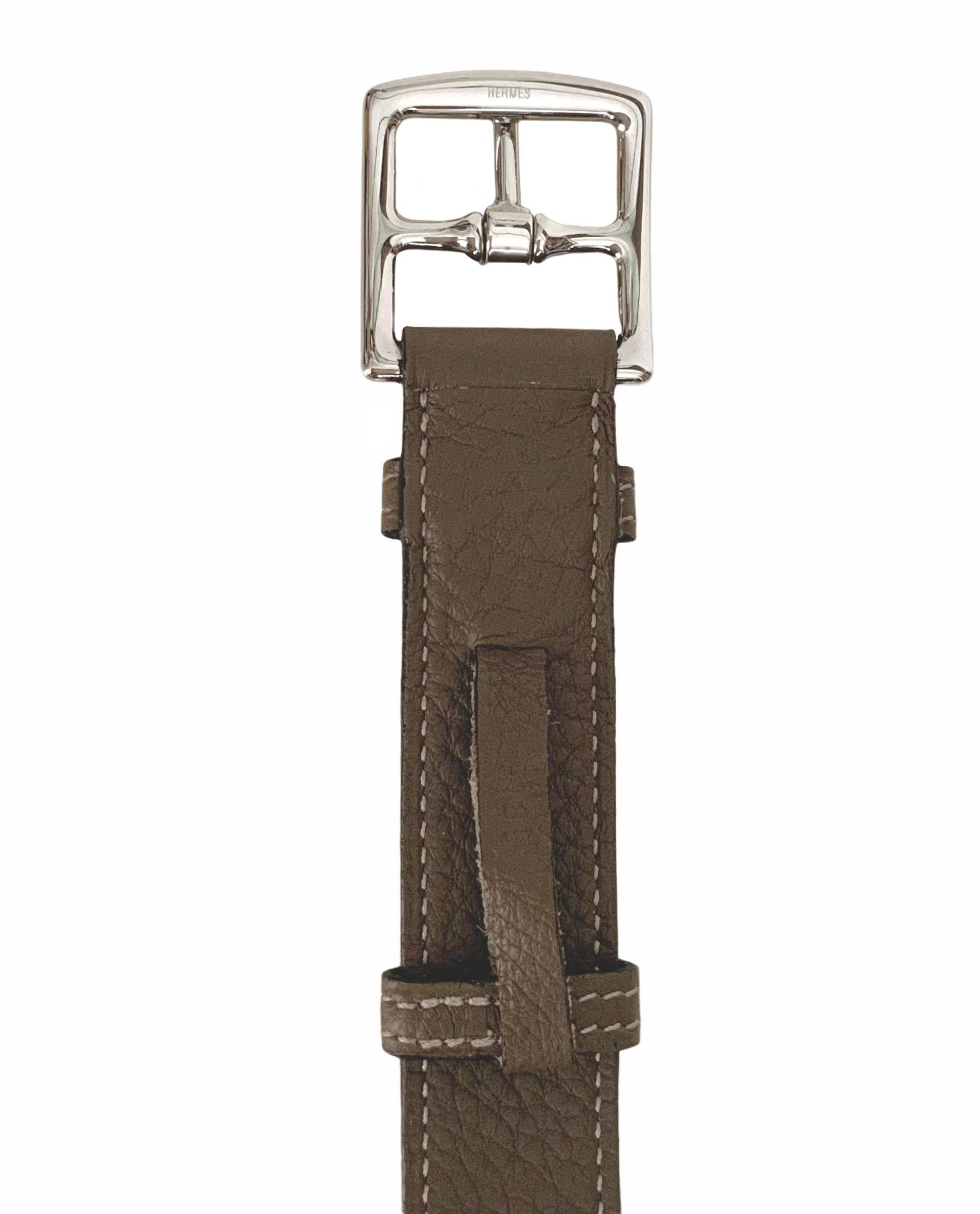 Brown Hermès Double Tour Circuit Étoupe Togo Leather Belt