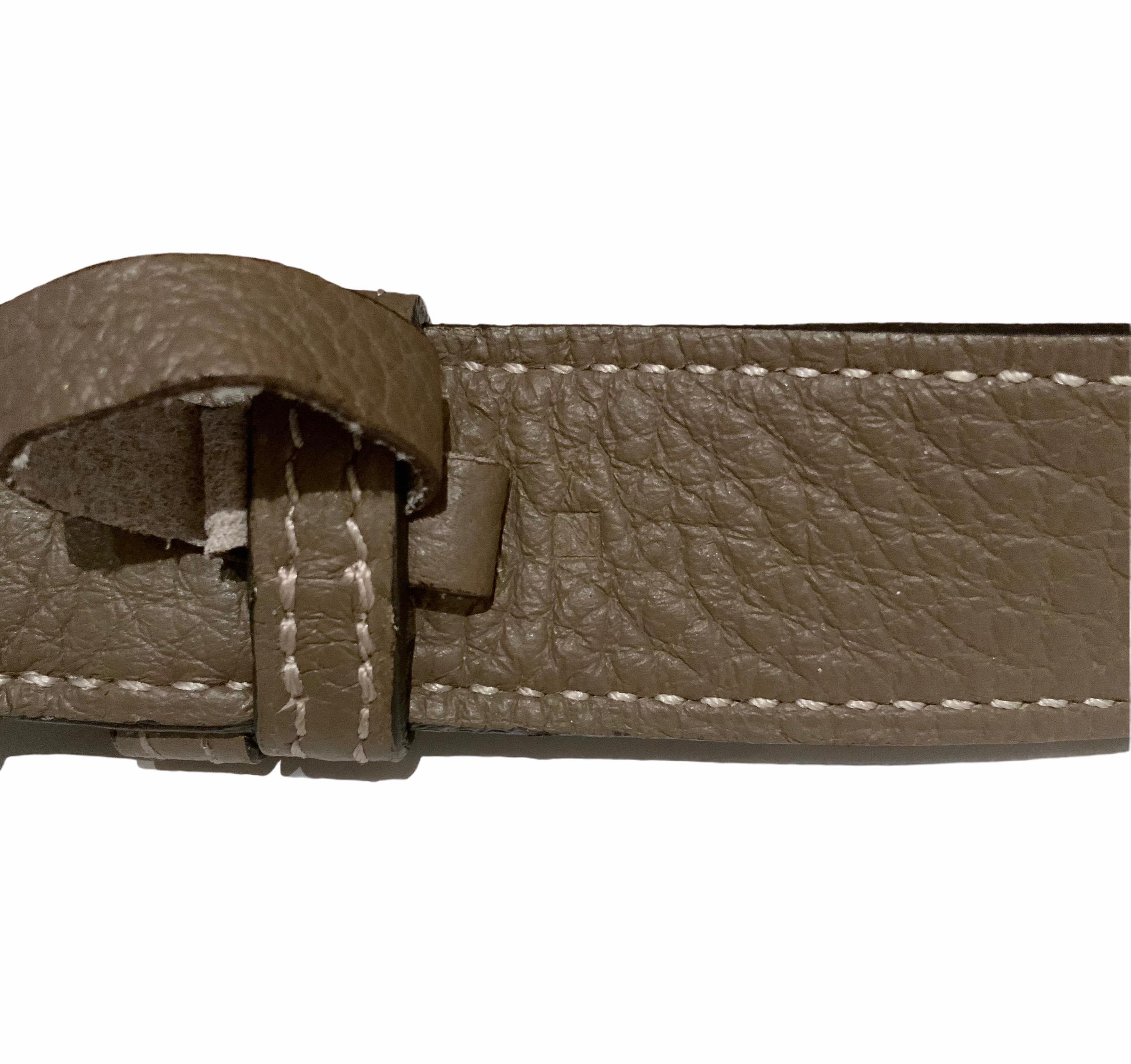 Hermès Double Tour Circuit Étoupe Togo Leather Belt In Excellent Condition In Geneva, CH