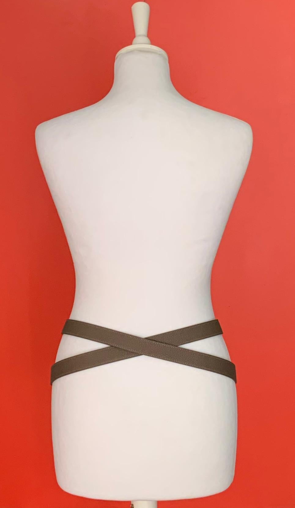 Hermès Double Tour Circuit Étoupe Togo Leather Belt 1