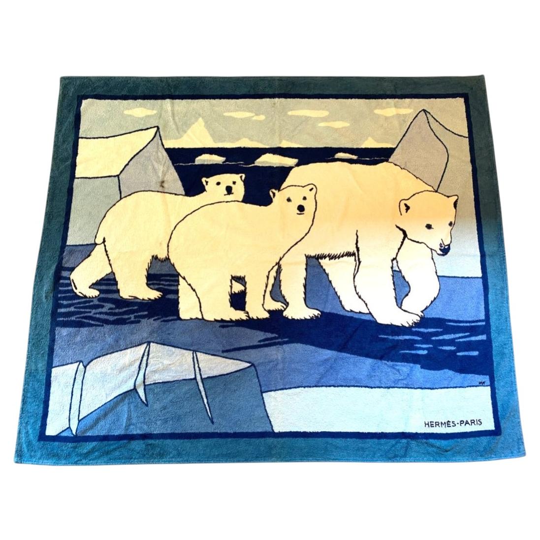 Serviette de plage en polaire double XL « Ours » d'Hermès