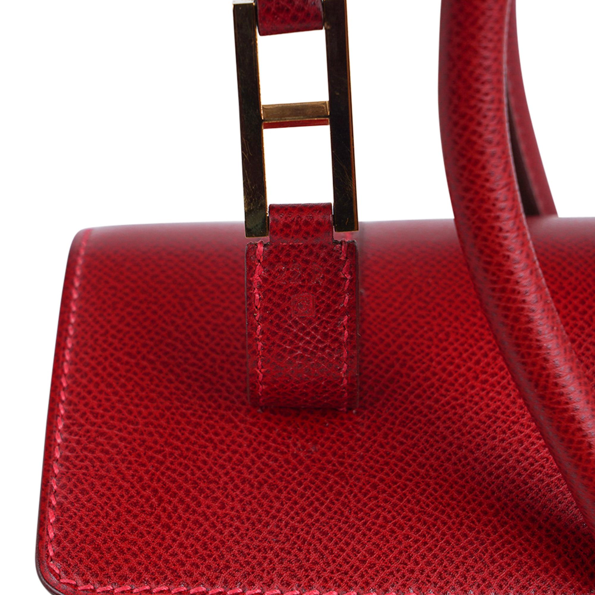 Hermes Drag Bag 32 Vintage Rouge Vif Rote Gold Hardware Selten im Angebot 7