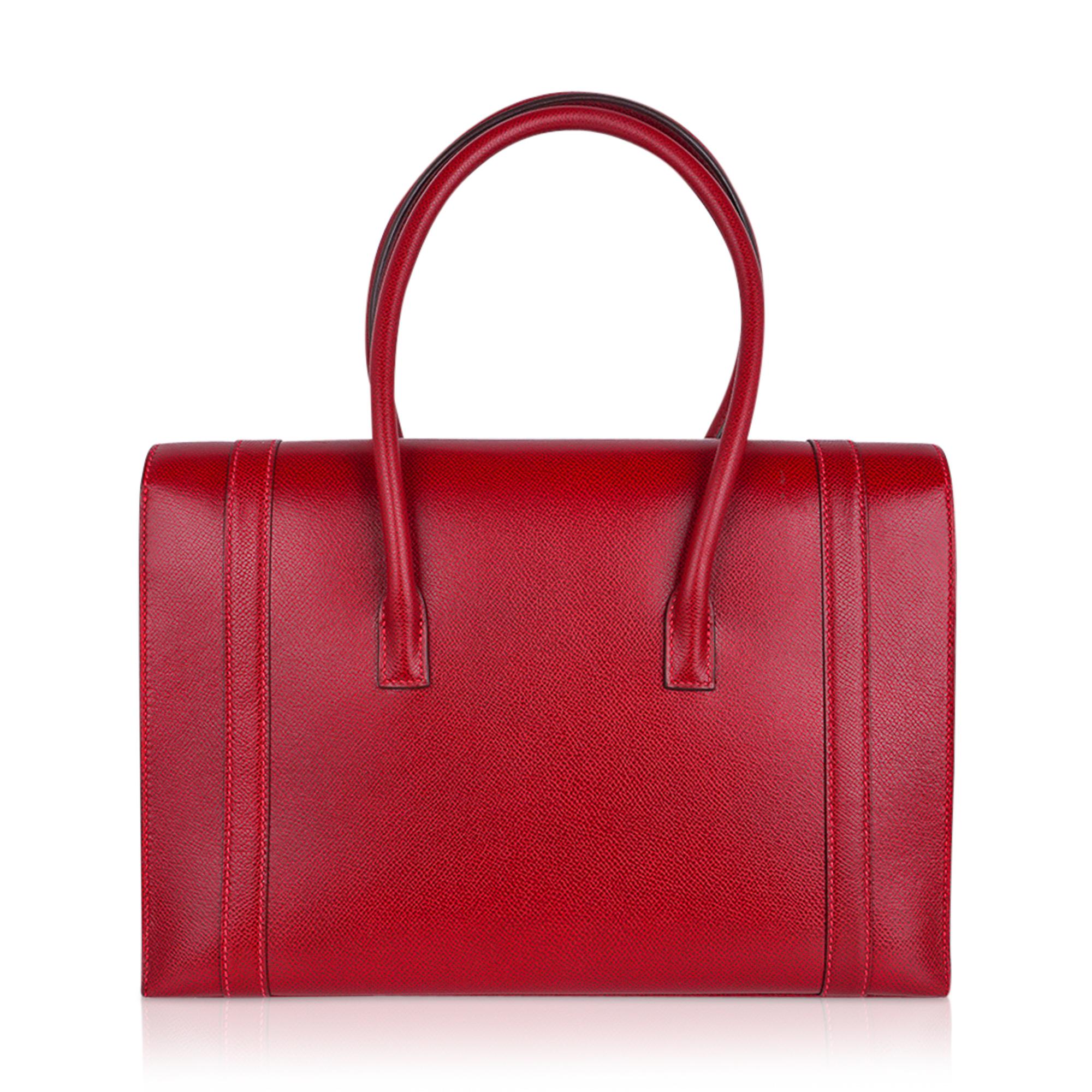 Hermes Drag Bag 32 Vintage Rouge Vif Rote Gold Hardware Selten im Angebot 8
