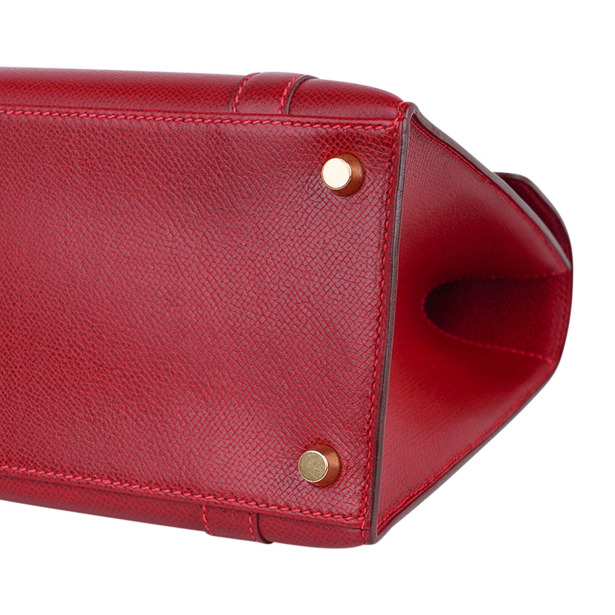 Hermes Drag Bag 32 Vintage Rouge Vif Rote Gold Hardware Selten im Angebot 11
