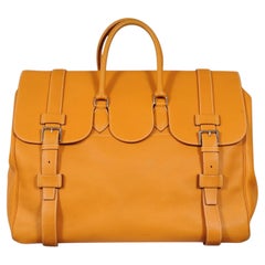Hermes Drag De Voyage Travel Bag Tan Brown Leather Carry On Luggage Top Handle