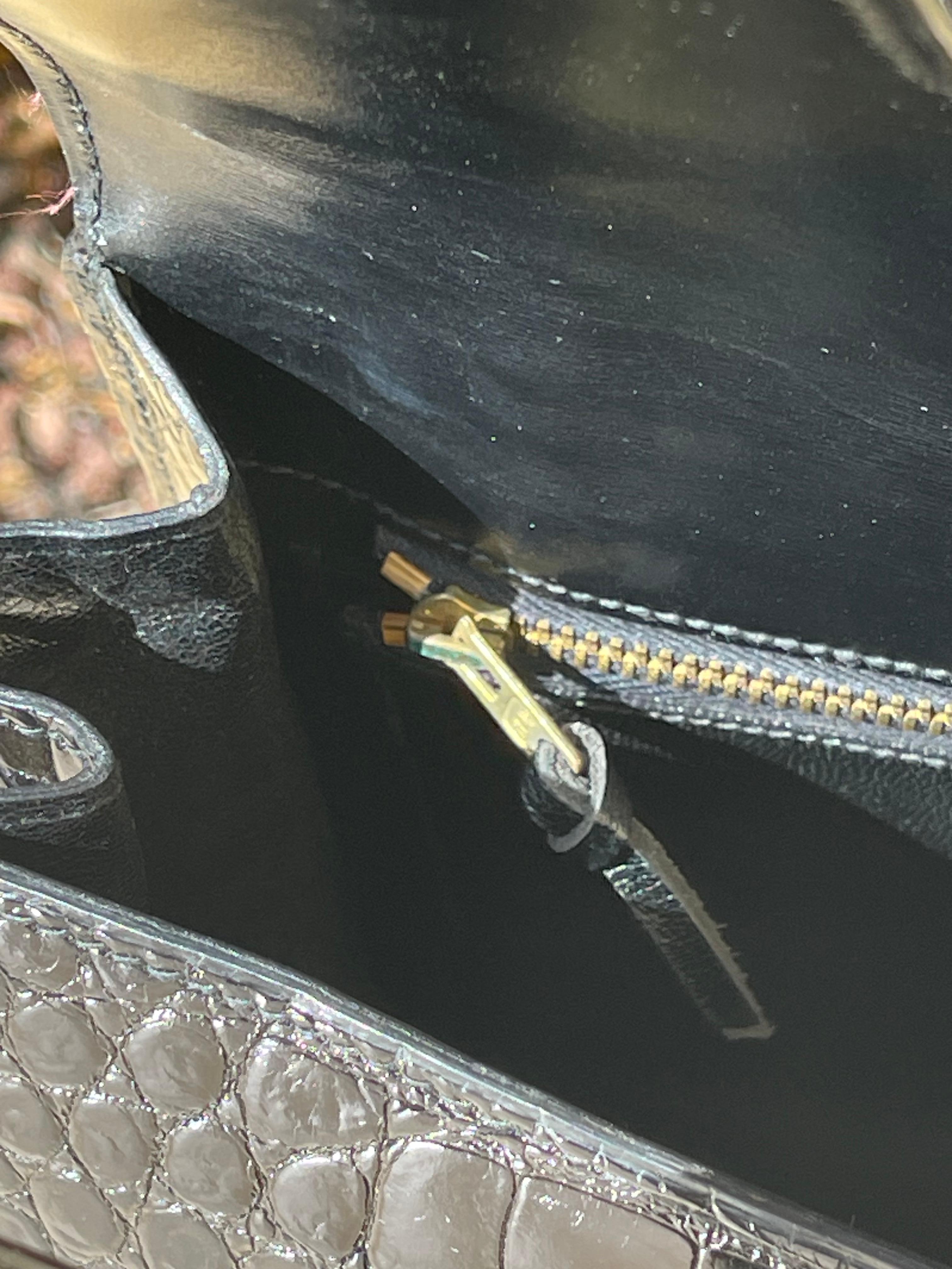 Hermès - Drag Handbag In Black Crocodile For Sale 10